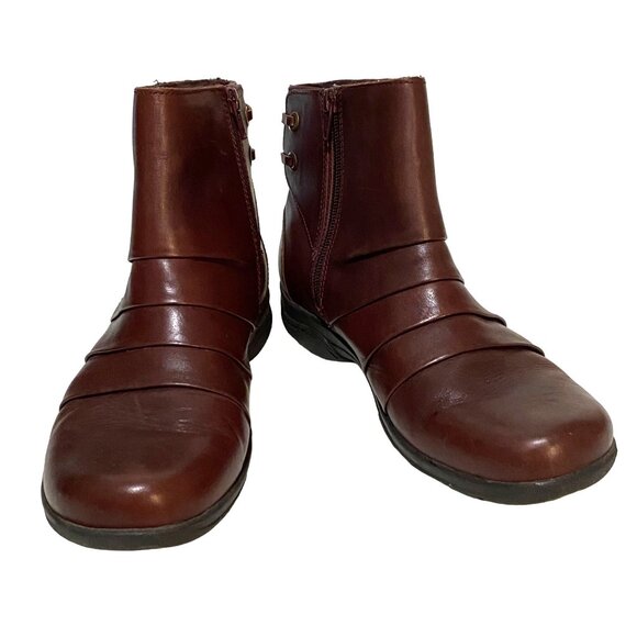 Clarks Christine Club Ankle Booties Womens Size 10 N Cognac - Picture 1 of 7